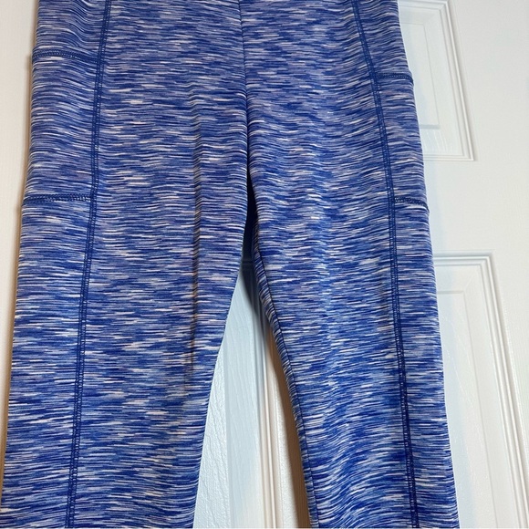 J Crew Factory AZ162 Space Dye Cropped Leggings Womens Medium Blue with Pockets - Picture 3 of 11